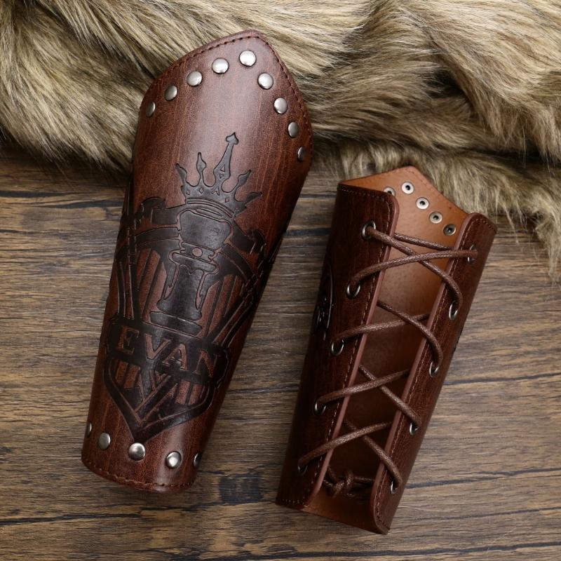 Кожаные наручи для взрослых, кожаные браслеты на предплечья, кожаные наручи-перчатки, браслеты на запястья, средневековые браслеты с пряжками для Хэллоуина, косплея, вечеринки