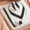 European and American fashion bridal wedding necklace, earrings, bracelet, ring set, cross-border rhinestone set