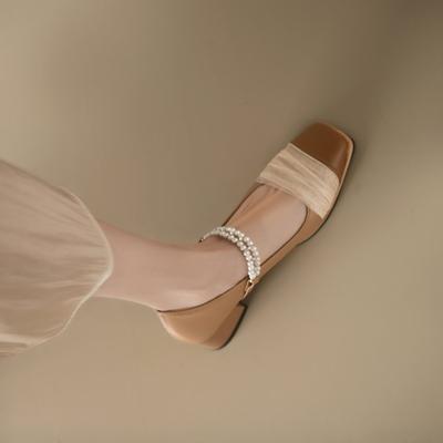 Туфли Мэри Джейн на толстом каблуке с квадратной головкой и неглубоким горлом, женская, 2025 года, новая корейская версия, ремень с пряжкой из одного слова, производитель женской обуви