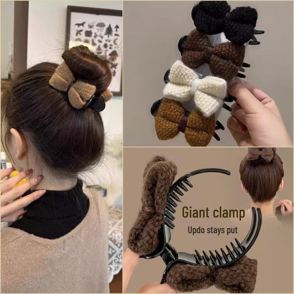 Вязаный бант-зажим для волос, пучок - Осенне-зимние аксессуары для волос для женщин