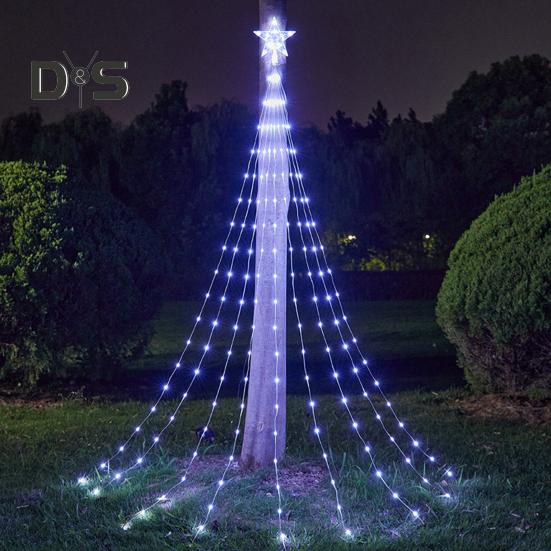 Рождественская елка каскадные мерцающие огни 8 режимов Регулируемая функция таймера Водонепроницаемый Простая установка каскадные мерцающие огни для елки