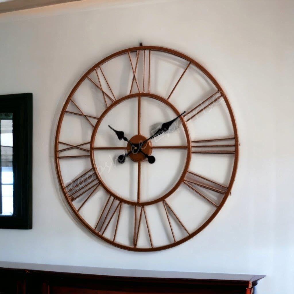 Часы Железные Ручной Работы Большие Медные Абстрактные Аналоговые Настенные Часы (60X60 См, Коричневый, Медь)