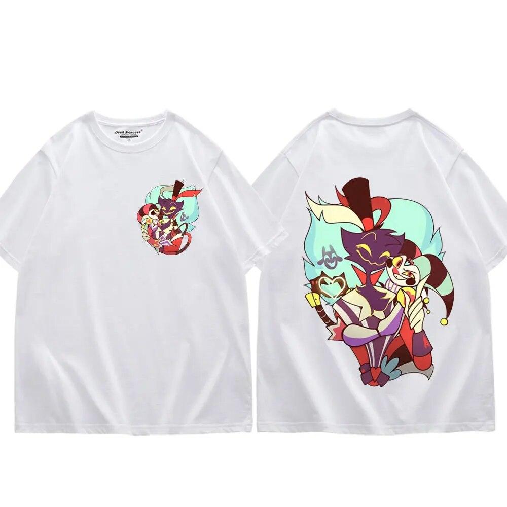 Футболки с рисунком аниме Helluva Boss, уличная мода, футболка с короткими рукавами и героями мультфильмов, женская футболка унисекс, Y2k, эстетика, футболка большого размера