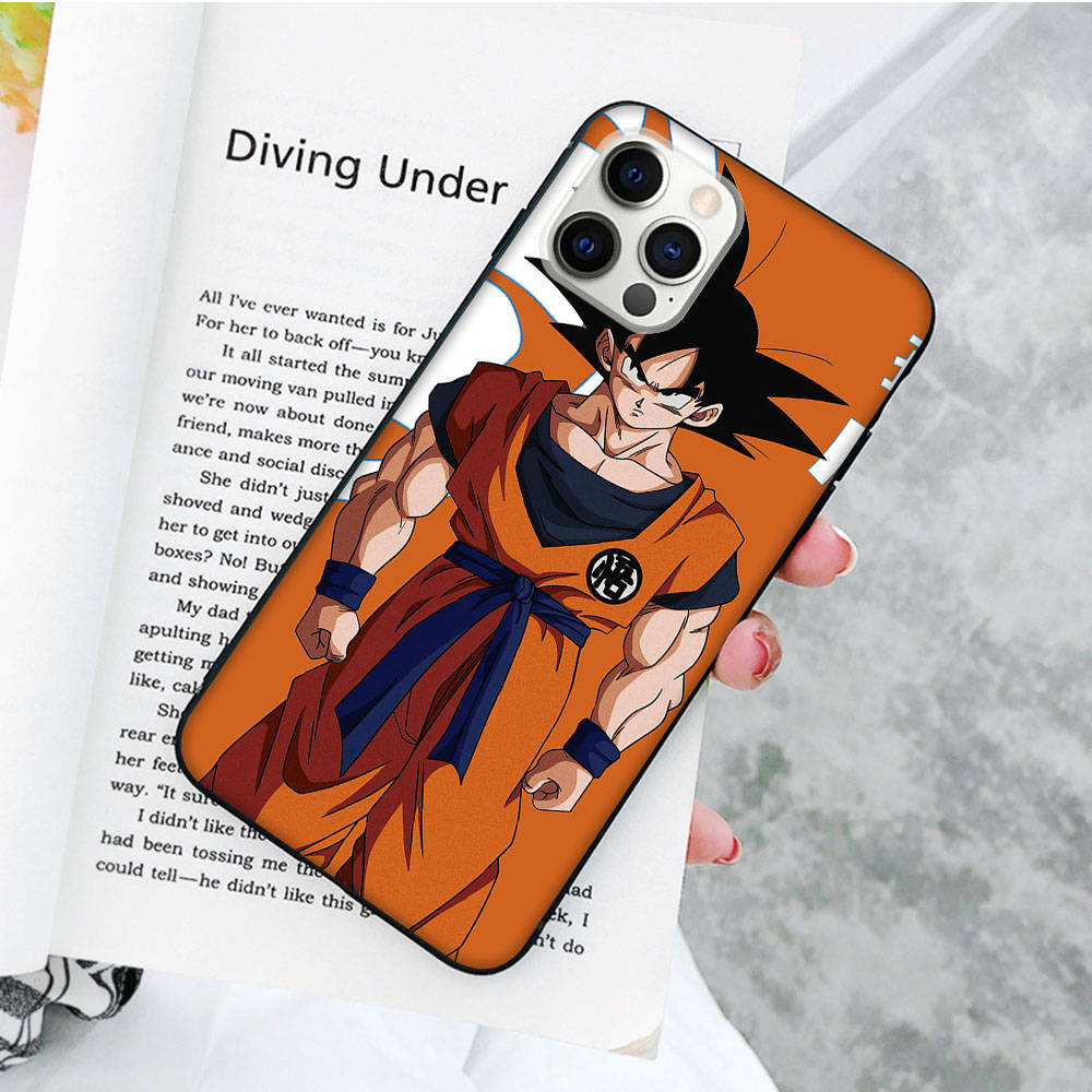 Мягкий черный чехол JW83 Dragon Ball Goku для iPhone 16 15 Plus 14 13 Pro 8 SE XR XS Max P30 Nova 5T Y5P Y6 Y7 Y8P Y9 Realme C30 C33 C31 VIVO Y36 V27