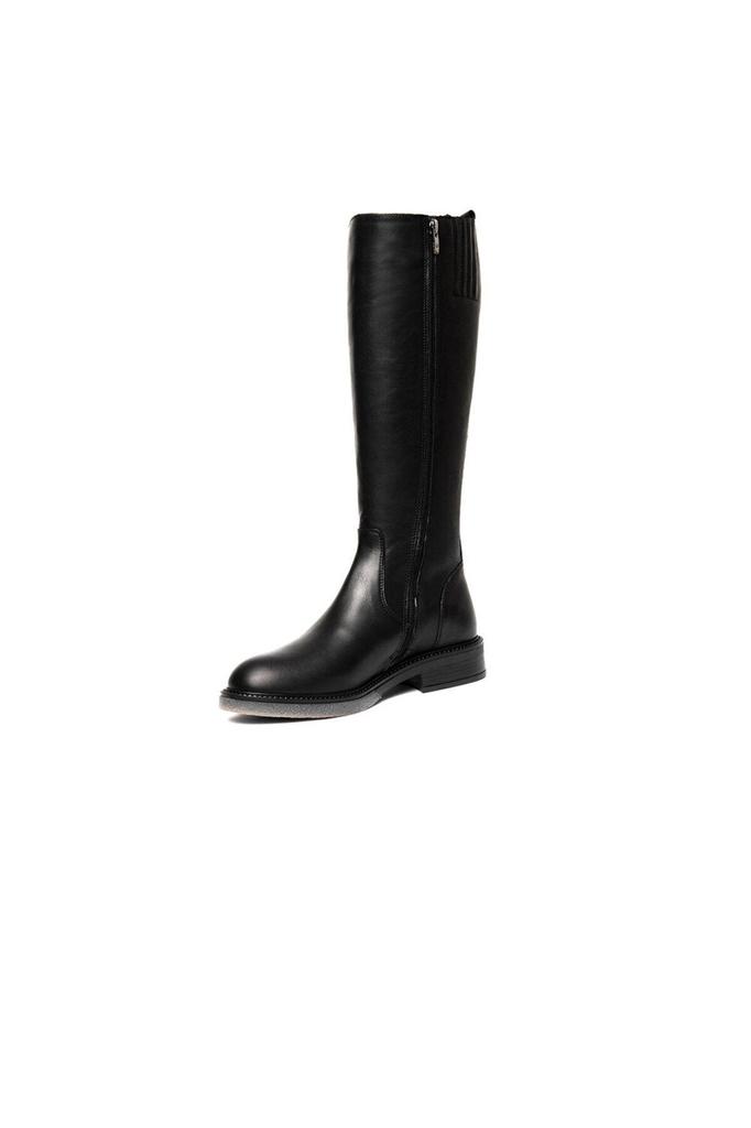 Женские современные стильные модные сапоги, сапоги из натуральной кожи, черные сапоги из натуральной кожи до колена