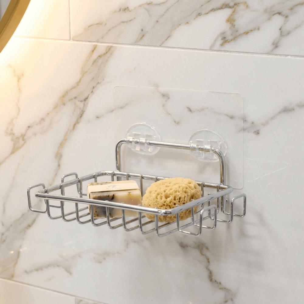 Stainless Steel Soap Rack with Hooks Soap Holder Soap Saver Wall Mounted Soap Dish Kitchen