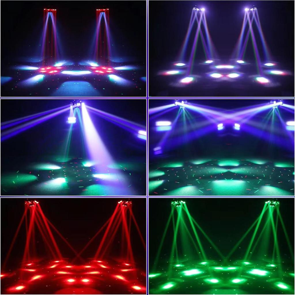 LED 10X10W 6 Head 4in 1 Moving Head Beam Light RG Laser Strobe Light DMX Stage Light RGB Beam Light Rotating Disco Party Bar atmosphere