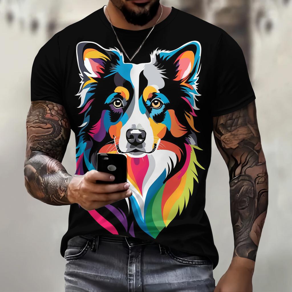 Трендовая одежда Harajuku, повседневная, забавная, с 3D-принтом животных, мужская футболка, уличная, с круглым вырезом, с коротким рукавом, летняя мода, дышащие топы