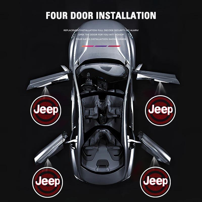 Для Jeep Для Jeep Renegade Compass Grand Cherokee Wrangler jk Gladiator Patriot 2 шт. JEEP HD Светодиодный проектор приветственного света двери автомобиля