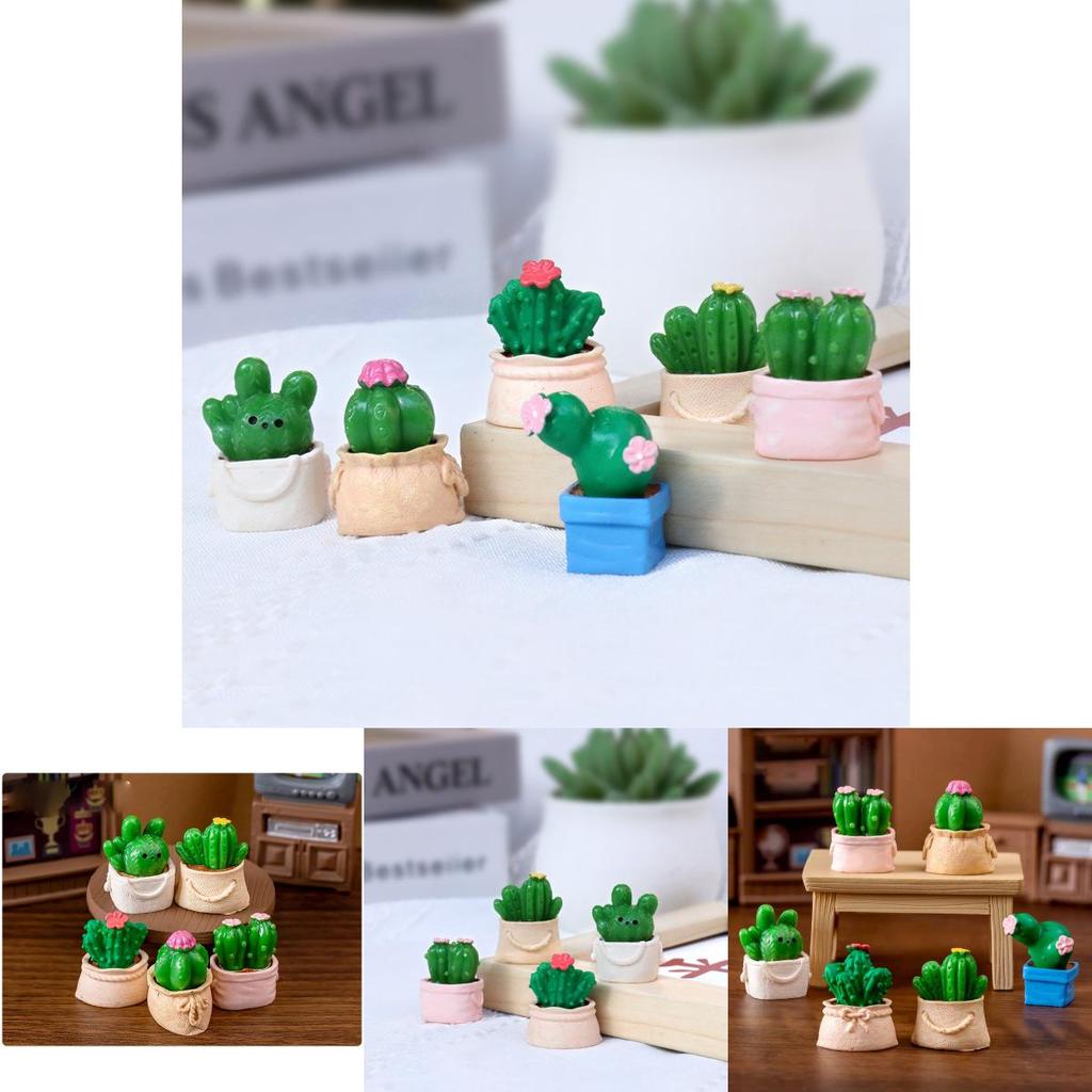 Creative Moss Miniature Artificial Cactus Cartoon Style Resin Garden Decor Piece