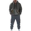 Мужской однотонный повседневный костюм, свободная спортивная толстовка с капюшоном и карманами, комбинезон с несколькими карманами