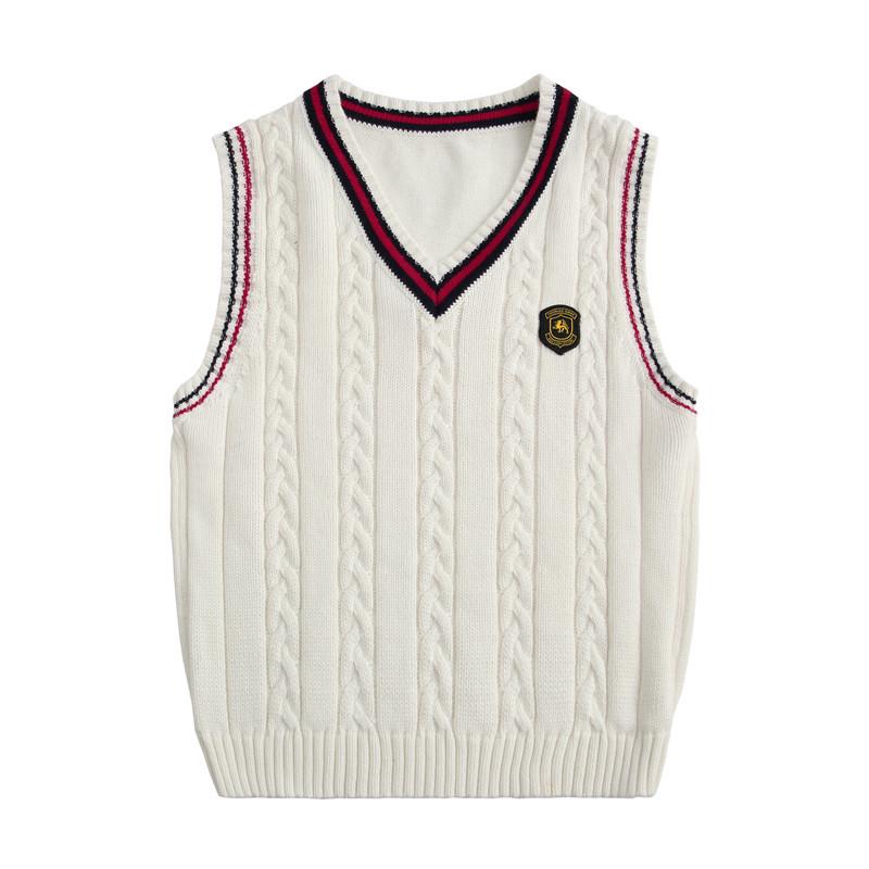 Детский вязаный хлопковый свитер-жилет для девочек и мальчиков - школьная и хоровая форма