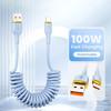100 Вт автомобильный пружинный кабель для передачи данных выдвижной USB C на Type C кабель для быстрой зарядки Xiaomi кабель для быстрой зарядки