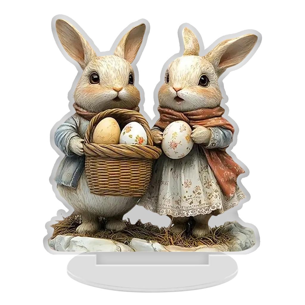 Easter Table Decorations, Multi-tiered Bunny Tray Decorations, Easter Bunny Signs, Easter Happy Center Ornaments, Colorful Acrylic Bunnies.