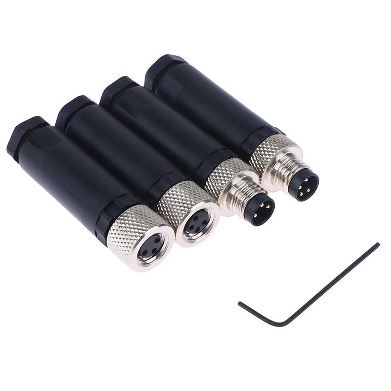 Разъем датчика M8, водонепроницаемый, штекер и гнездо, резьбовая муфта, 3-контактный фланцевый разъем, заднее крепление