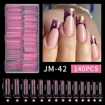 140 шт./коробка Квадратная форма для быстрого наращивания гелем со шкалой, удлиненная ногтевая пластина, инструменты для французского маникюра