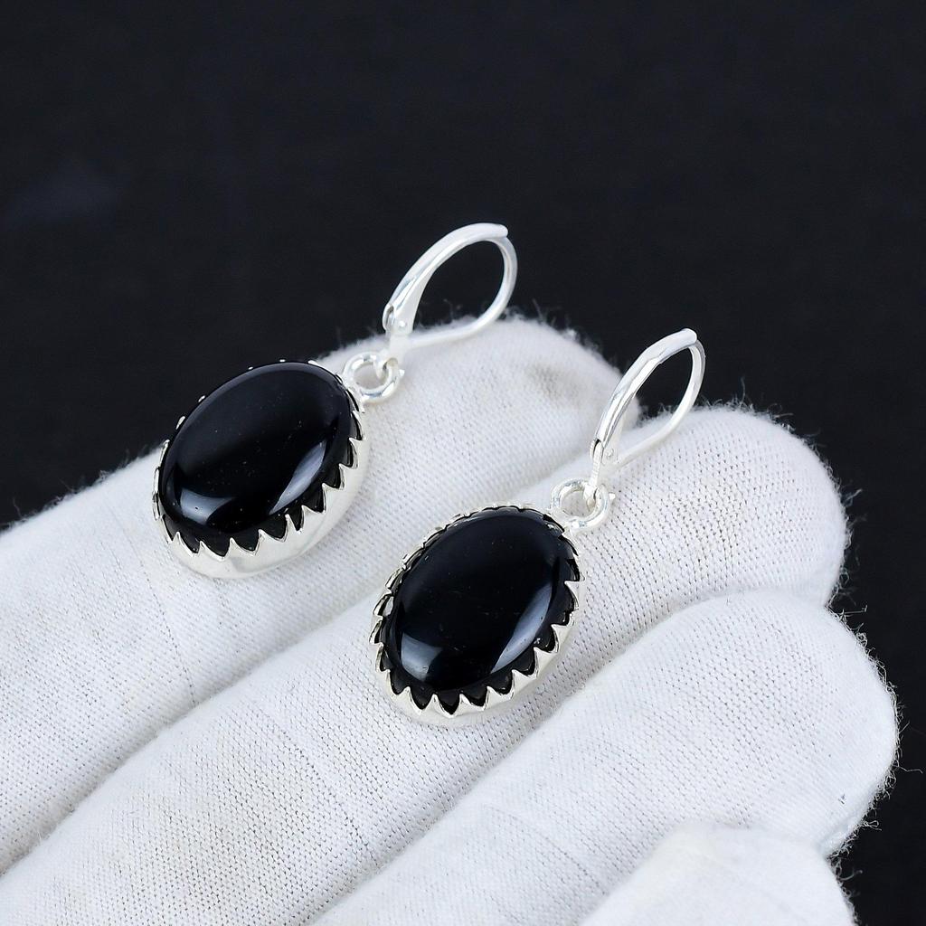Серьги из натурального черного оникса из стерлингового серебра 925 пробы, серьги-подвески из серебра в стиле бохо, подарки для вечеринок, подарки для нее