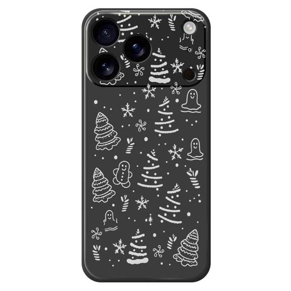 For iPhone 17 Pro Max Case Snowflake Gingerbread Pattern Printing Straight Edge TPU Phone Back Cover
