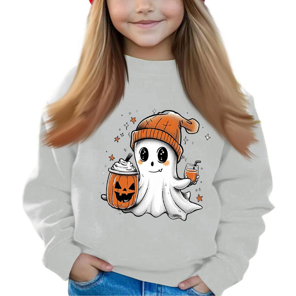 Halloween Day Girls Round Neck Pullovers For Kids Printed Baby Tops