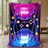 Neon Painted Game Controller Theme blanket Lightweight Warm Flannel Blanket Decorative Throw Blanket for Home Decoration
