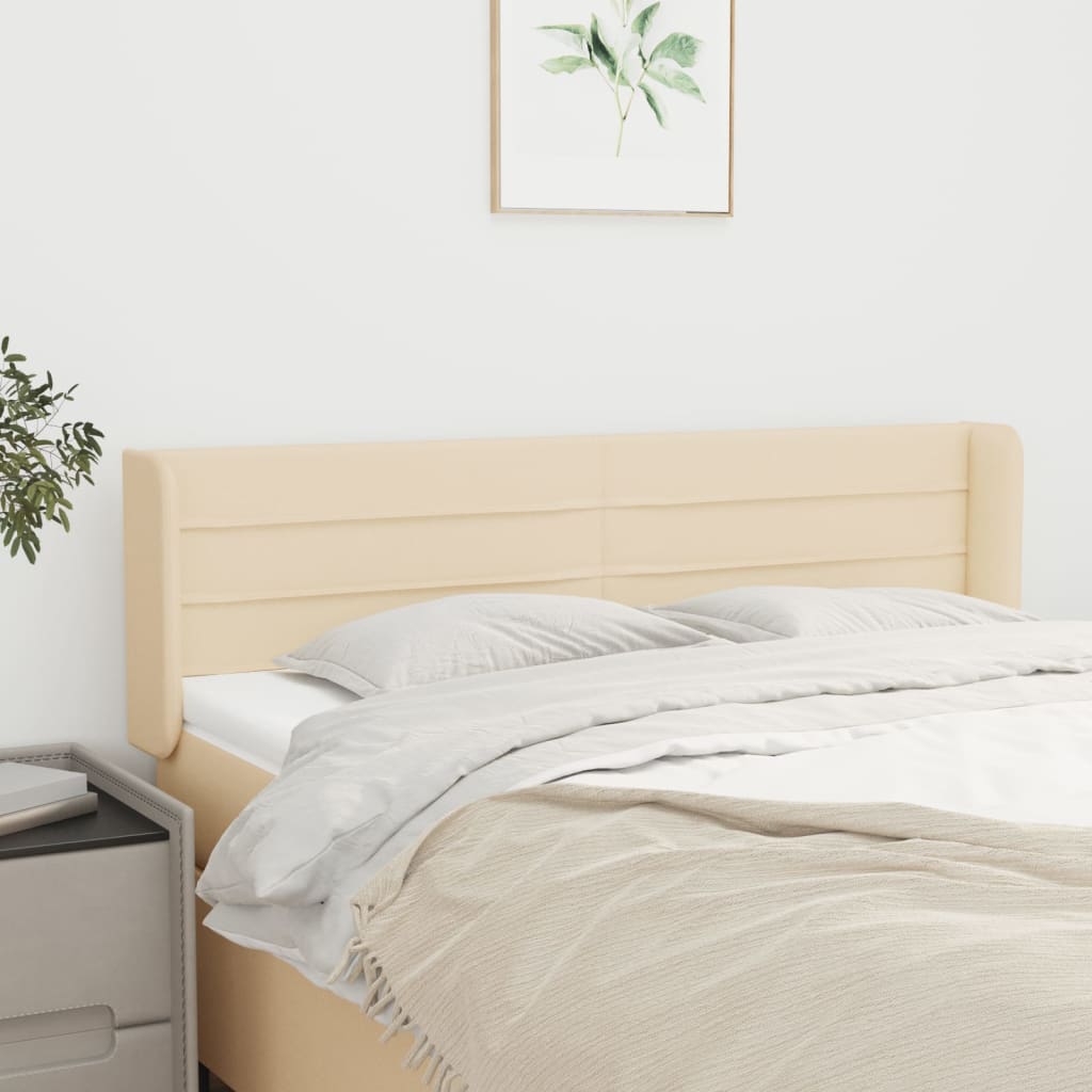 Headboard with Ears Cream 147 x 16 x 78 88 cm Fabric