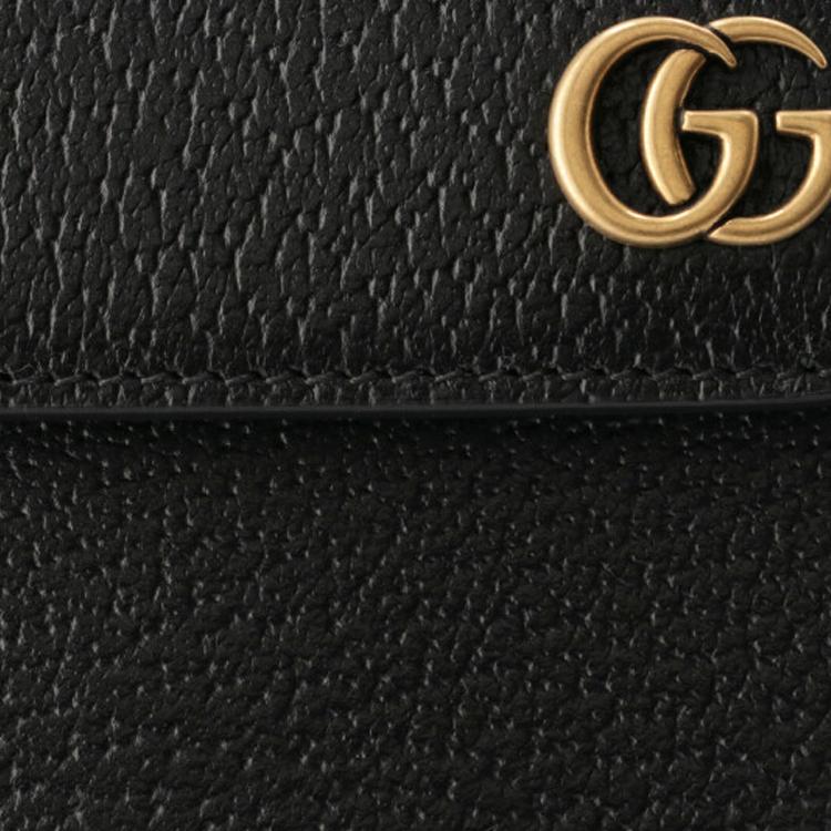 Gucci GG Marmont Leather Mini Crossbody Bag Black Gold Hardware Daily Commute 657590-DJ20T-1000