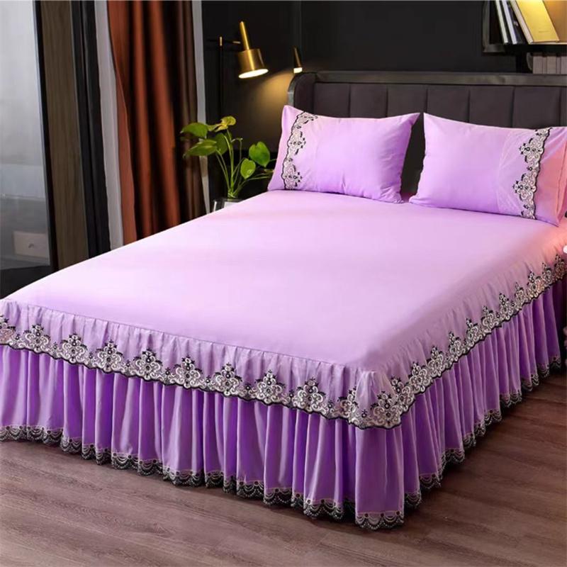 3 шт. кружевная юбка-кровать с рюшами, кружевная юбка, стильное покрывало в стиле принцессы, противоскользящее покрытие для двуспальной кровати 1,8 м с защитным ремешком