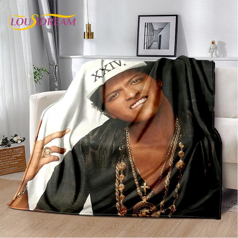 Мягкое плюшевое одеяло с 3D HD Bruno Mars Singer Star, фланелевое одеяло для гостиной, спальни, кровати, дивана, чехол для пикника, детское одеяло
