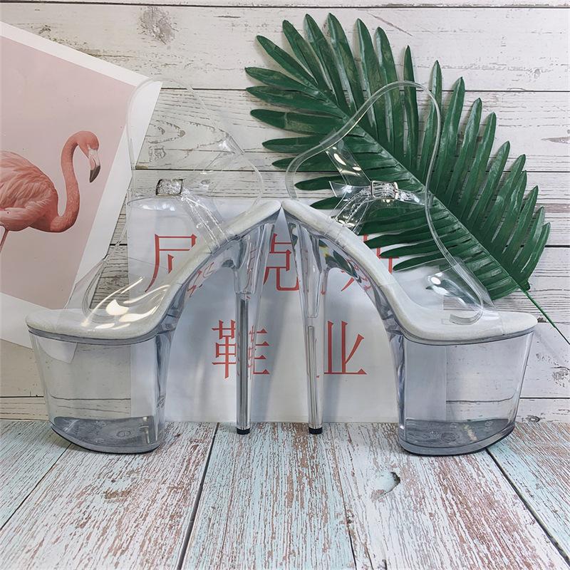 Сказочный стиль супер высокий каблук с прозрачными сандалиями 2025 новые женские летние универсальные прозрачные высокие каблуки шпилька