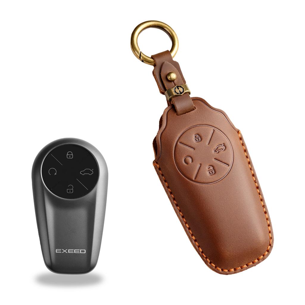 The first layer of cowhide key cover is suitable for Chery Star Era ET key bag, genuine leather, handmade keychain, leather goods.