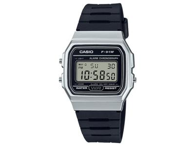 Коллекция F-91WM-7AJH Черные цифровые наручные часы с черным ремешком из смолы НОВЫЕ