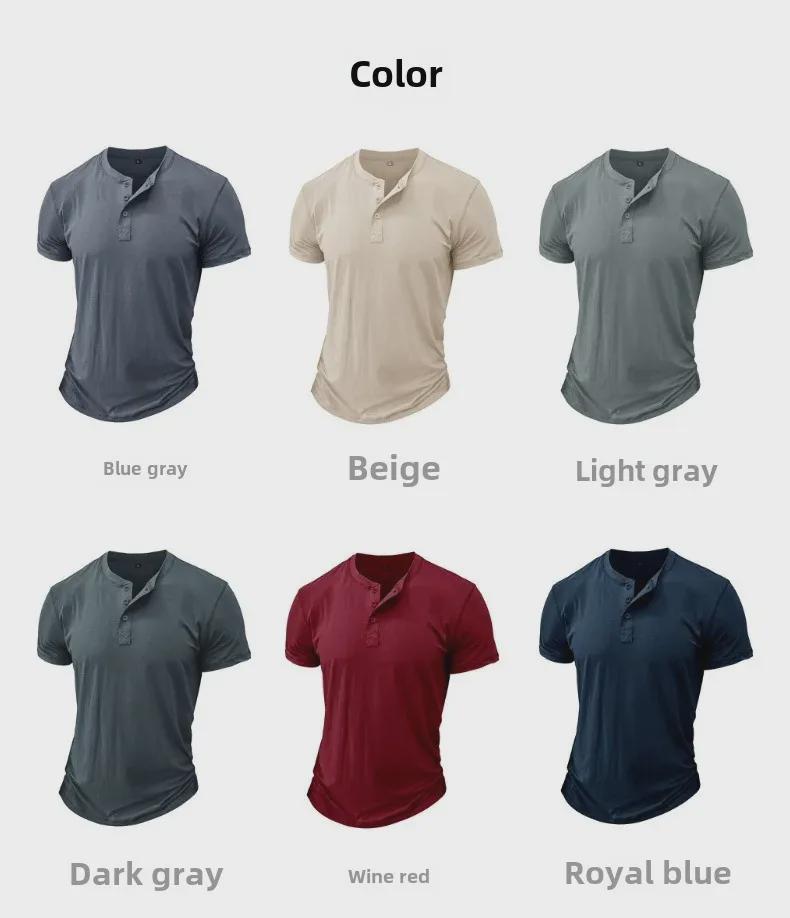 Летняя мужская футболка с коротким рукавом и круглым вырезом 2024 года — европейский и американский стиль