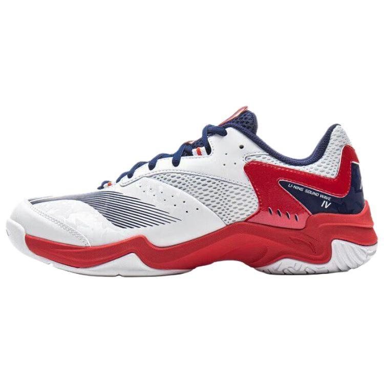 Li Ning износостойкие дышащие низкие бадминтонные кроссовки унисекс Белый Красный AYTV015-3