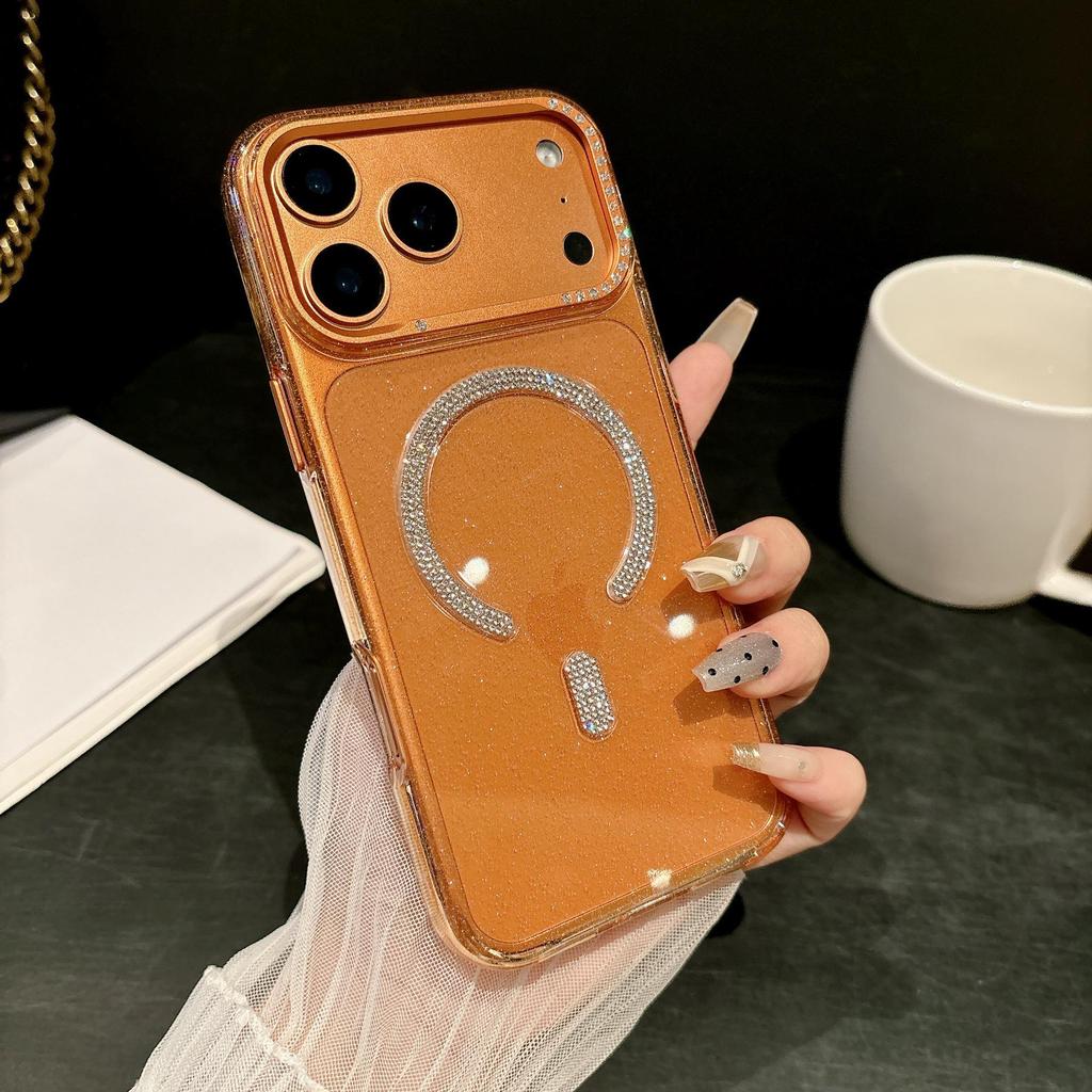 Блестящий Алмазный Чехол «Звездное Небо» для iPhone 17 Pro Max с Металлической Рамкой и Магнитным Дизайном