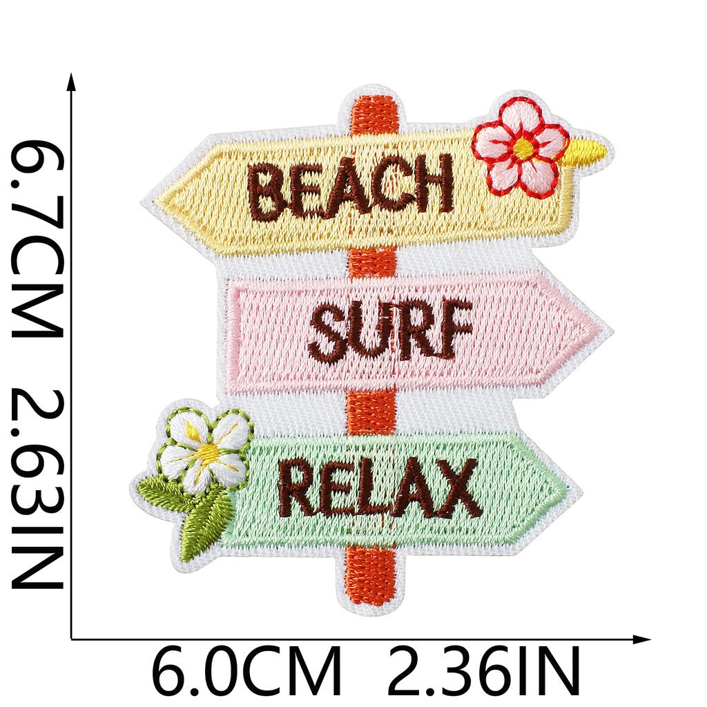 Seaside Vacation Beach Embroidery Cloth Sticker Camera Bus Pattern Ironing Jacket Backpack Decoration Patch Sticker Embroidery Label