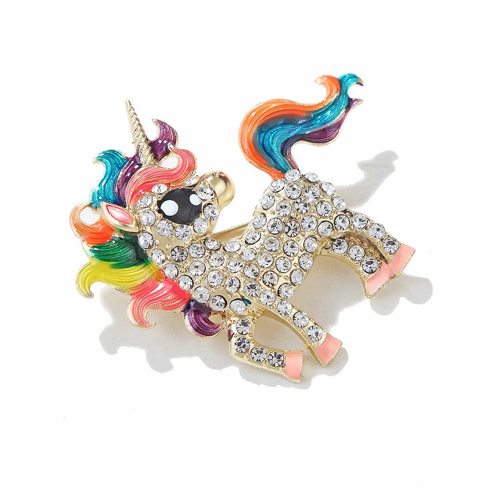 Модная брошь в виде пони, лошадь, инкрустированная алмазной живописью, маслом, животное, единорог, булавка, изысканная одежда, аксессуары, место