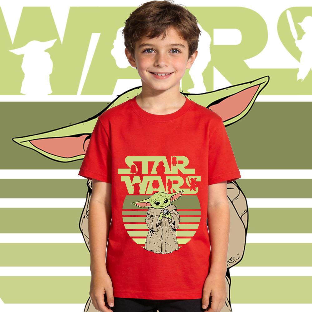 Star Wars Yoda Baby Yoda Print Kids Cotton T Shirt Casual Short Sleeve Tee Boys Girls Toddler Summer Top