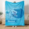 Custom Name Blue's Clues Theme Printed Blanket - Perfect for Couch, Bed, Travel & Outdoor Use | Machine Washable, Cozy & Durable.