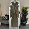Autumn Style Female Fashion Cut Off Shoulder Dress French Two-piece Temperament Shirt Mid Skirt