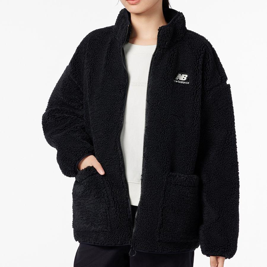 New Balance Женские бархатные куртки Черные с воротником-стойкой Умеренные Унисекс AWJ33320-BK