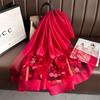 New Women Silk Wool Scarf Floral Embroidery Hijab Female Foulard Spring Summer Thin Pashmina Shawl Wrap Bufanda Headscarf Stoles