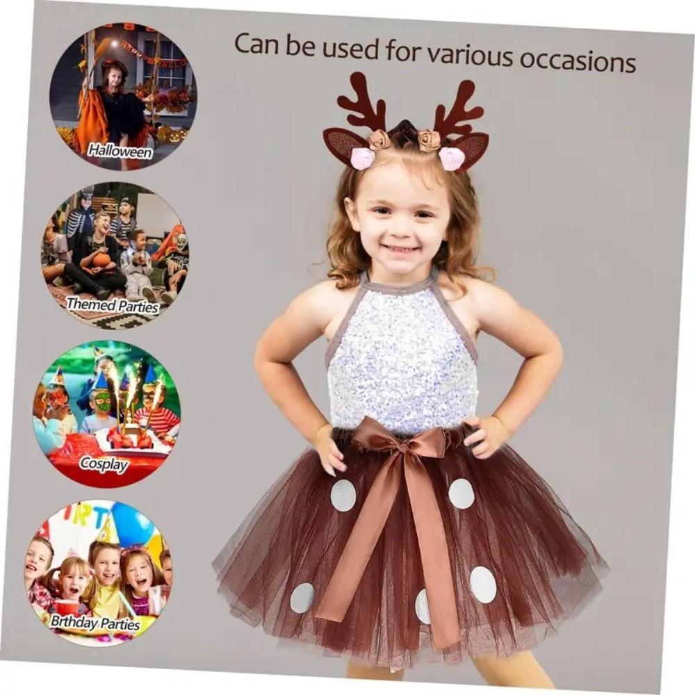 Christmas Costume Reindeer Tulle Skirt Fluffy Tutu Dress Cute Girl Tutu Skirt Children
