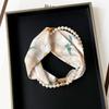 1116 spring and summer new silk scarf women's niche high-end pearl magnetic buckle necklace foreign-style wear printed small scarf