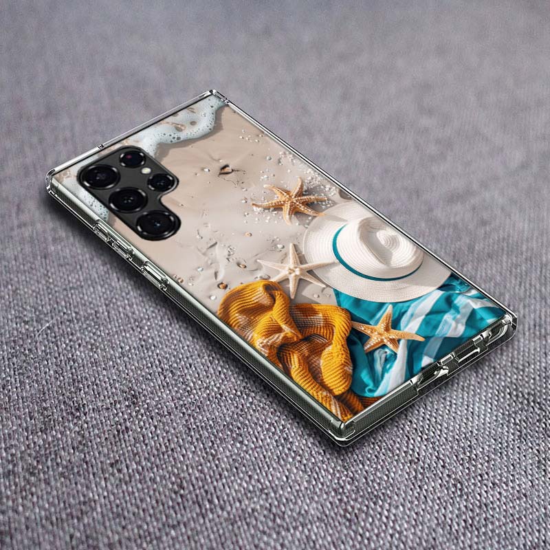 Summer Vibe Sea, Beach, Sand Phone Case For Samsung Galaxy S24 S23 S21 S20 FE S22 S26 Ultra S25 Edge S10 Plus Cover Clear TPU Ca