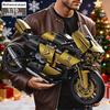 1000+ Pieces 1:10 Large Scale Black & Gold Mechanical Motorcycle Model with 28 Alloy Articulated Joints + Detachable Equipment Bay