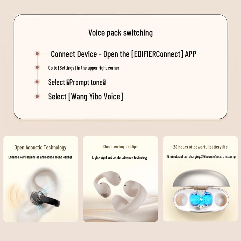 EDIFIER Comfo Clip Open-ear Bluetooth Sport Clip-on Headphones