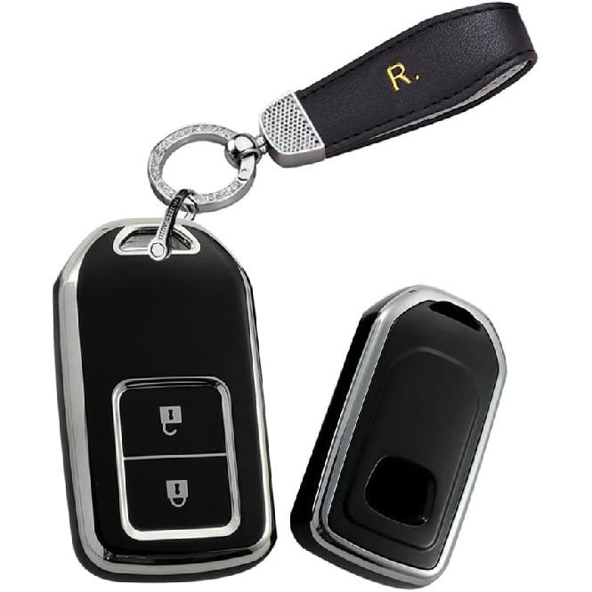 HIBEYO 2 Button Key Fob Cover for Honda CR-V HR-V Odyssey Vezel Crosstour Spirior Jade Crider Civic CRV Avancier URV Acura CDX ILX Accessories with