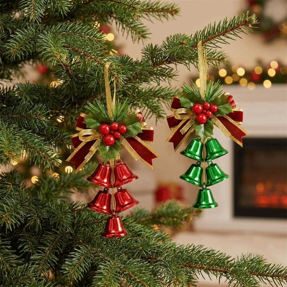 Artificial Pine Sprig Christmas Bell Hanging Ornament Xmas Party Home Decoration