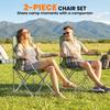 Camping Chair Set of 2 Portable Folding Outdoor Camp Chair with Cup Holders and Carry Bag Green
