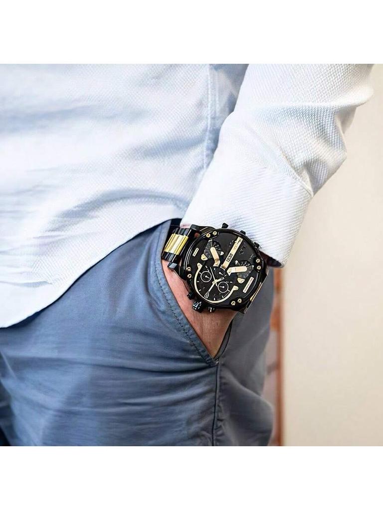 Diesel Мужские часы-хронограф большого размера 57 мм – Многосекционный стальной циферблат, Яркие часы для вечернего выхода, Уличный стиль и Большое заявление –DZ7465